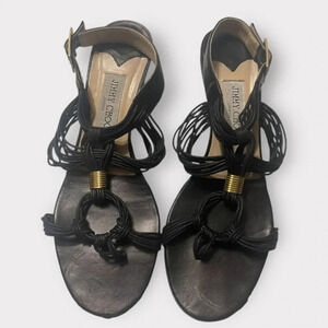 Jimmy Choo London Size 9 Strappy Small Wedge Strapped Sandals